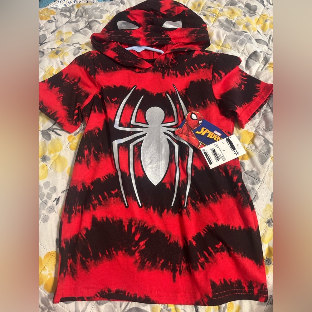 Marvel Red & Black Tie-Dye Spider Logo Hoodie